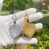 Unisex Heart Pendant Necklace with Tennis Chain HipHop Jewelry