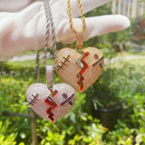 Unisex Heart Pendant Necklace with Tennis Chain HipHop Jewelry