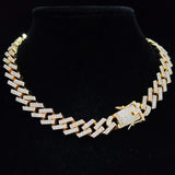 Iced Out Bling Chain Necklace Rhombus Cuban Chains Hiphop Necklaces