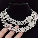 Hip Hop Iced Out Bling Chain Necklace 20mm Width Rhombu Chain Male Jewelry