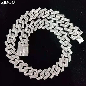 Hip Hop Iced Out Bling Chain Necklace 20mm Width Rhombu Chain Male Jewelry