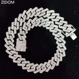 Hip Hop Iced Out Bling Chain Necklace 20mm Width Rhombu Chain Male Jewelry