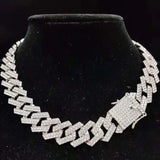 Hip Hop Iced Out Bling Chain Necklace 20mm Width Rhombu Chain Male Jewelry