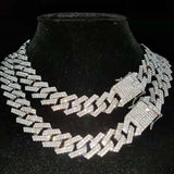 Hip Hop Iced Out Bling Chain Necklace 20mm Width Rhombu Chain Male Jewelry