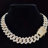 Hip Hop Iced Out Bling Chain Necklace 20mm Width Rhombu Chain Male Jewelry