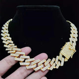 Hip Hop Iced Out Bling Chain Necklace 20mm Width Rhombu Chain Male Jewelry