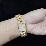 Hip Hop Iced Out Bling Chain Necklace 20mm Width Rhombu Chain Male Jewelry