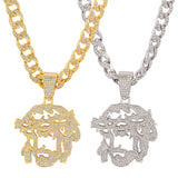 Hip Hop Iced Out Bling Rhinestone Gun Chain Necklace
