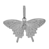 Hip Hop Iced Out CZ Bling Butterfly Pendant Necklace Rope Chain