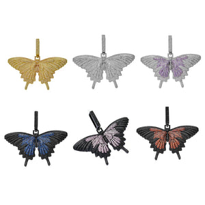 Hip Hop Iced Out CZ Bling Butterfly Pendant Necklace Rope Chain