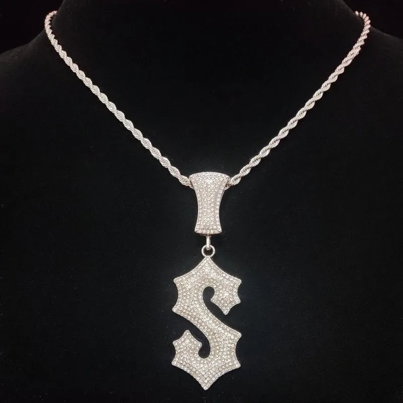 Men Women Hip Hop S Pendant Necklace Cuban Chain Iced Out Punk Jewelry