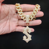 Men Women Hip Hop S Pendant Necklace Cuban Chain Iced Out Punk Jewelry