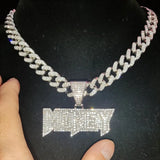 Hip Hop MONEY Pendant Necklace Cuban Chain Iced Out Bling Bling Necklaces