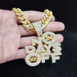 Hip Hop NO OFF Pendant Necklace Cuban Chain Bling Necklaces