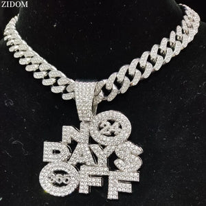 Hip Hop NO OFF Pendant Necklace Cuban Chain Bling Necklaces