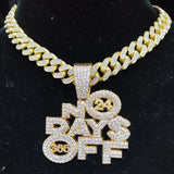 Hip Hop NO OFF Pendant Necklace Cuban Chain Bling Necklaces