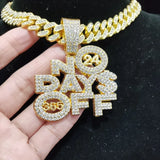 Hip Hop NO OFF Pendant Necklace Cuban Chain Bling Necklaces