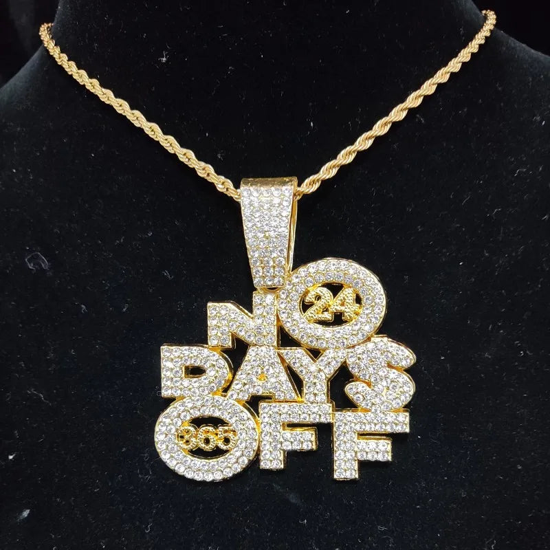 Hip Hop NO OFF Pendant Necklace Cuban Chain Bling Necklaces