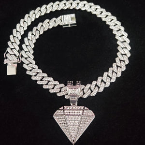Hip Hop Tapered Pendant Necklace with Cuban Chain