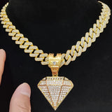 Hip Hop Tapered Pendant Necklace with Cuban Chain