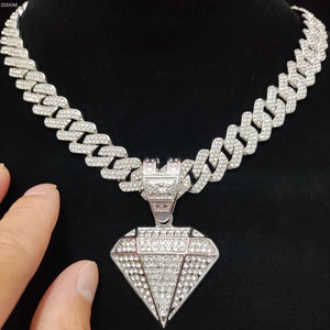 Hip Hop Tapered Pendant Necklace with Cuban Chain