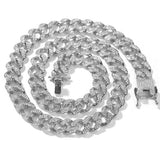 Men Women Iced Out Bling Chain Necklace 13mm Miami Cuban Chain HipHop Jewelry