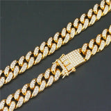 Men Women Iced Out Bling Chain Necklace 13mm Miami Cuban Chain HipHop Jewelry