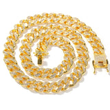 Men Women Iced Out Bling Chain Necklace 13mm Miami Cuban Chain HipHop Jewelry