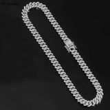 Hip hop Iced Out Bling Cuban Chain Necklace 12mm Rhinestone Link Chain Choker