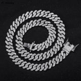 Hip hop Iced Out Bling Cuban Chain Necklace 12mm Rhinestone Link Chain Choker