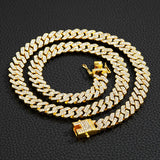 Hip hop Iced Out Bling Cuban Chain Necklace 12mm Rhinestone Link Chain Choker