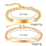 Men Women ID Bar Couple Bracelets Stainless Steel Chain Personalize Jewelry