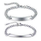 Men Women ID Bar Couple Bracelets Stainless Steel Chain Personalize Jewelry