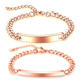 Men Women ID Bar Couple Bracelets Stainless Steel Chain Personalize Jewelry