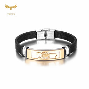 Leather Bracelets Punk Reptile Scorpion Charm Wrap Bangle