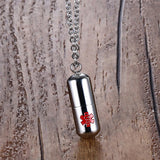 Men Women Medical Alert Necklace Storage Box Pendant
