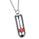 Men Women Medical Alert Necklace Storage Box Pendant