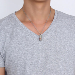 Men Women Medical Alert Necklace Storage Box Pendant