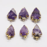 Raw Amethyst Crystal Stone Pendants for Necklace Jewelry Making