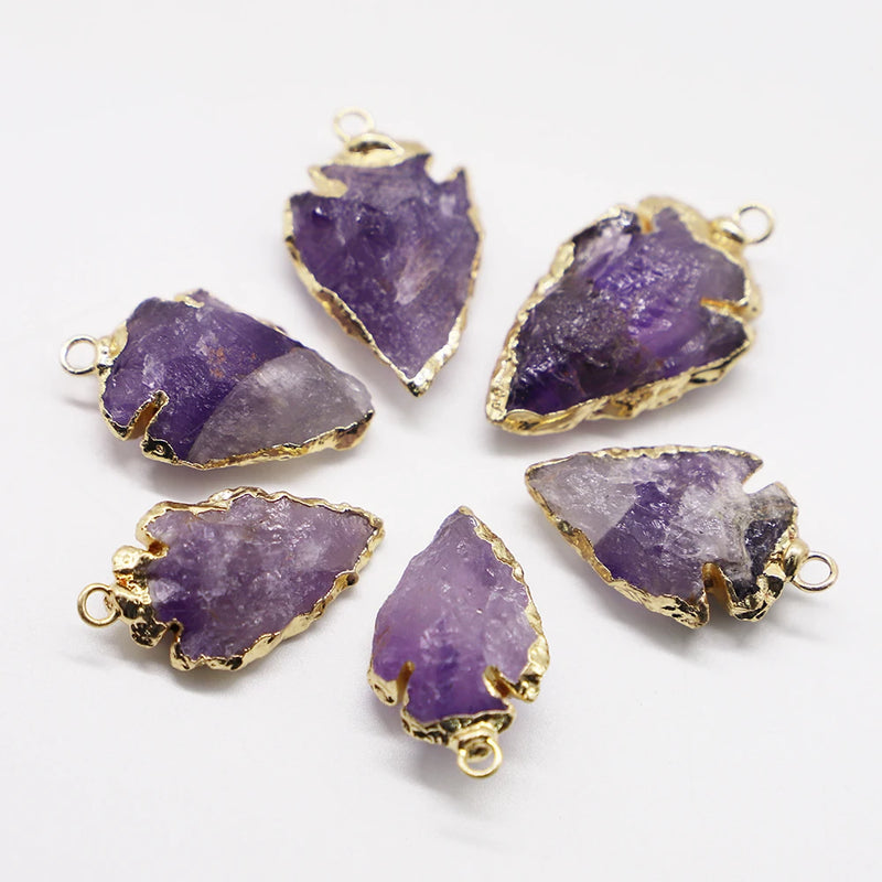 Raw Amethyst Crystal Stone Pendants for Necklace Jewelry Making