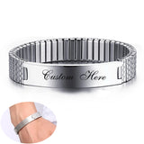 Personalized Engraved Stretch Bracelet with Stainless Steel Band