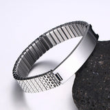 Personalized Engraved Stretch Bracelet with Stainless Steel Band