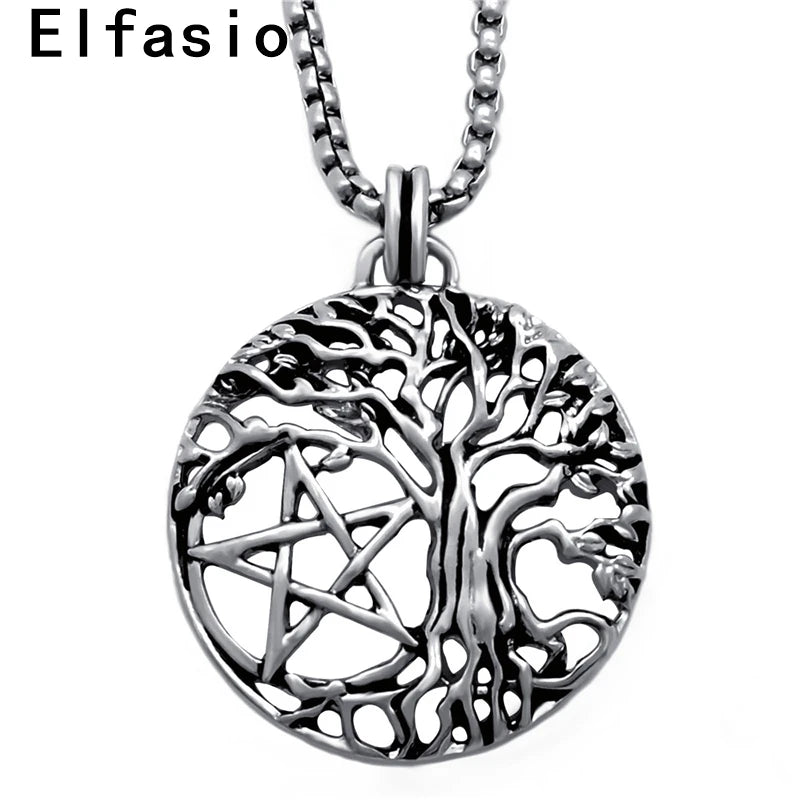 Yggdrasil Tree of Life Pendant Necklace with Stainless Steel Chain