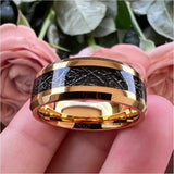 Tungsten Carbide Meteorite Inlay Wedding Band