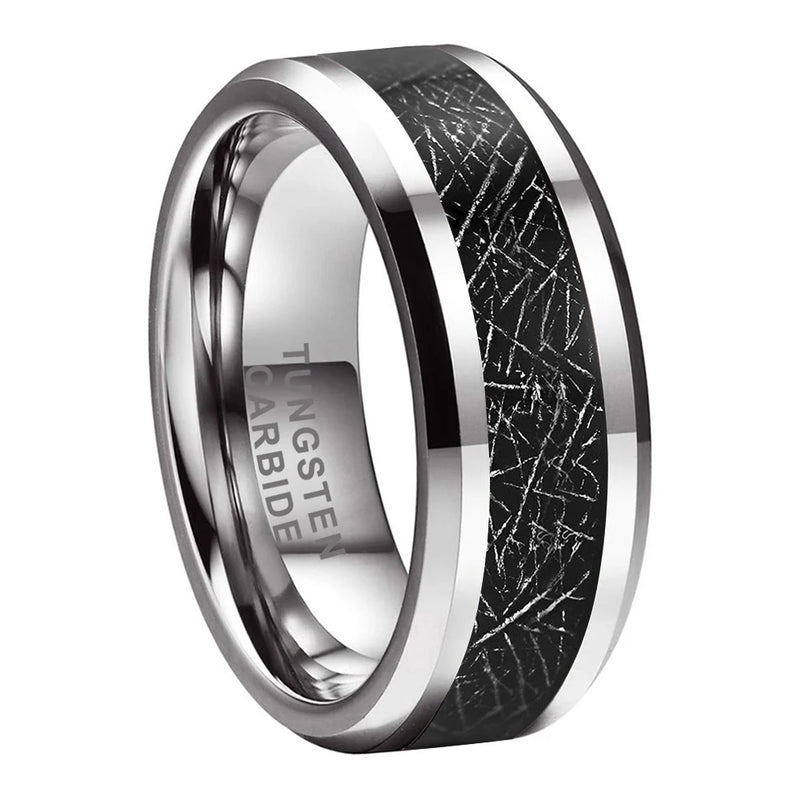 Tungsten Carbide Meteorite Inlay Wedding Band