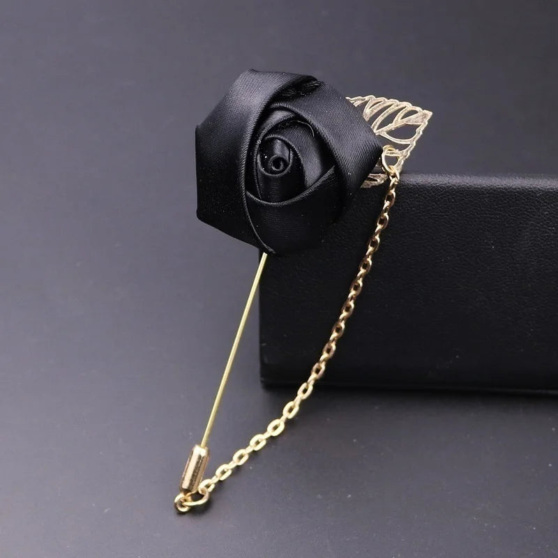 Rose Flower Leaf Brooch Pin Wedding Party Brooch Jewelry
