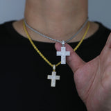 Men Women CZ Cross Pendant Necklace Iced Out Bling Couple Jewelry