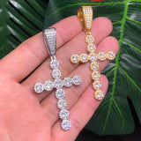 Men Women CZ Cross Pendant Necklace Iced Out Bling Couple Jewelry