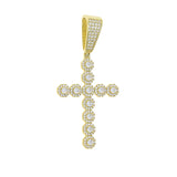Men Women CZ Cross Pendant Necklace Iced Out Bling Couple Jewelry