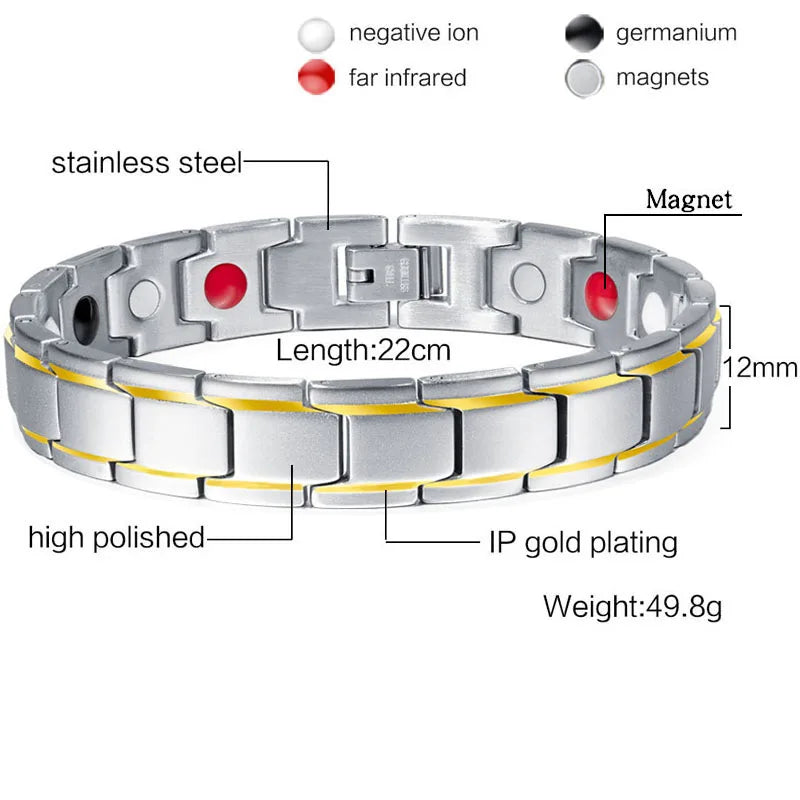 Stainless Steel Magnetic Therapy Bracelets for Arthritis